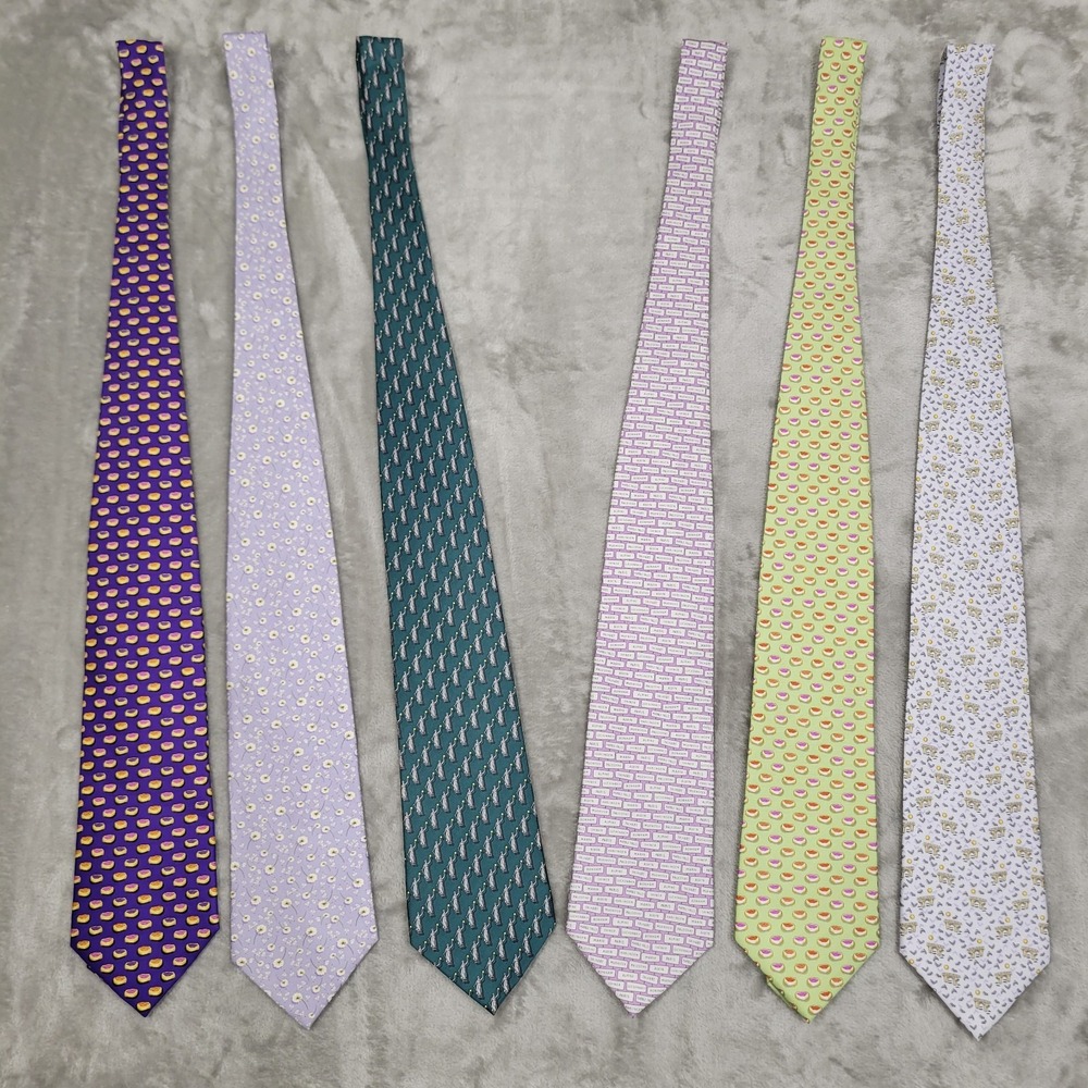 Sine Die (Lot of 6) All Silk Mens Neckties 58in long x 3.75in Different Themed
